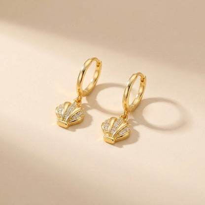 Buy Pavé Seashell Huggie Hoop Earrings – Gold Plated 925 Sterling Silver at Pinky Promise