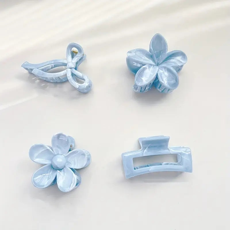 Pearlescent Baby Blue Hair Claw Clips – Elegant Marbled Acrylic Hair Accessories | Pinky Promise