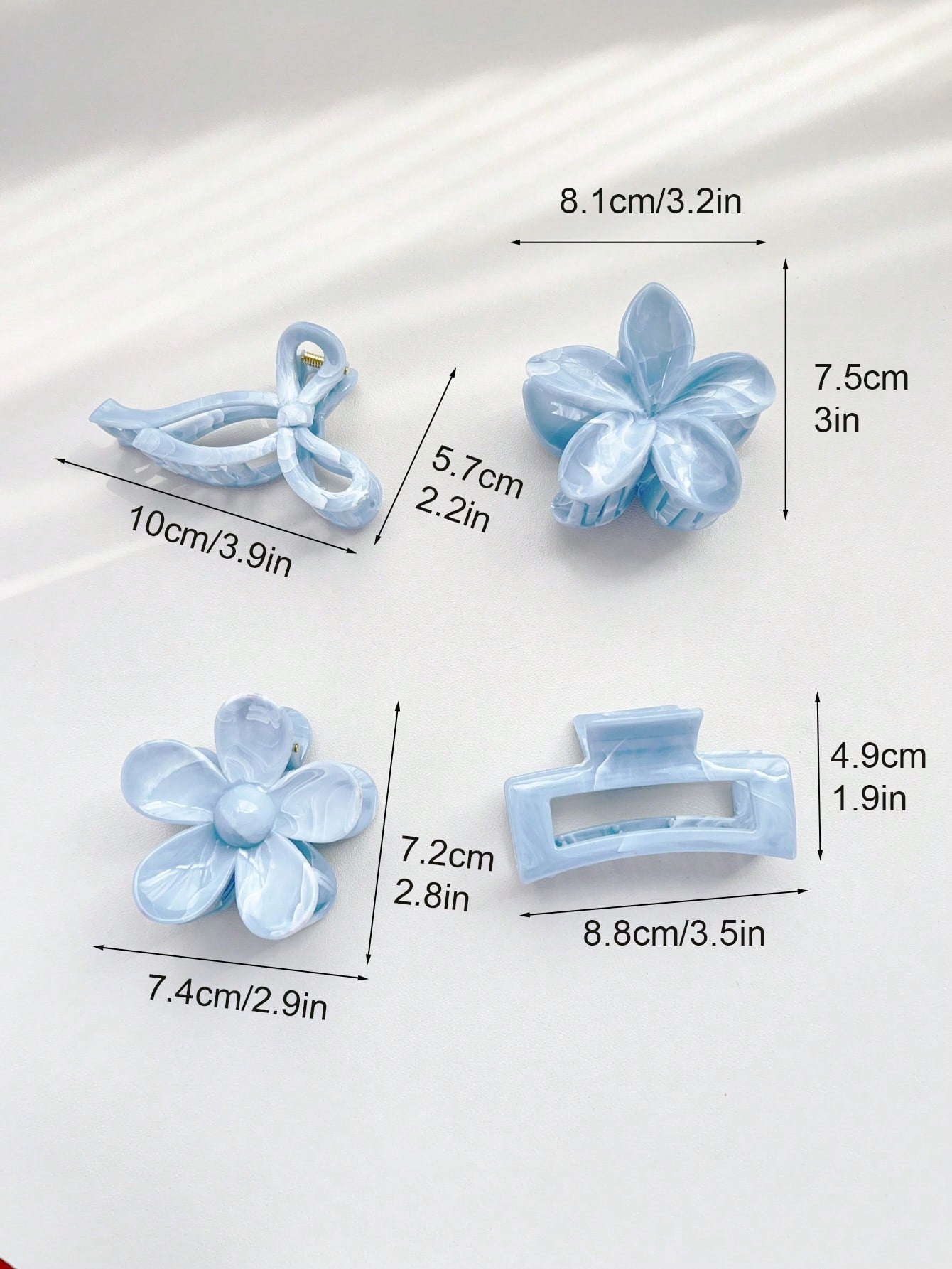 Pearlescent Baby Blue Hair Claw Clips – Elegant Marbled Acrylic Hair Accessories - Photo 4 | Pinky Promise