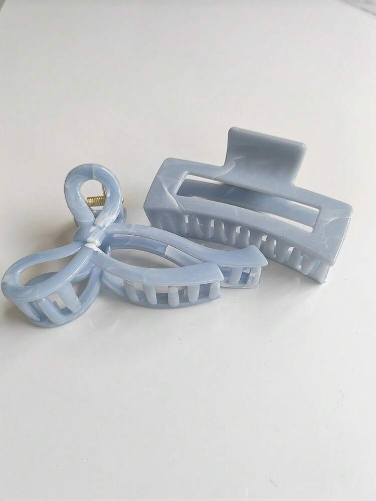 Pearlescent Baby Blue Hair Claw Clips – Elegant Marbled Acrylic Hair Accessories - Photo 7 | Pinky Promise