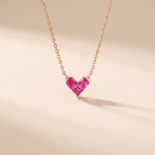 Buy Pink Heart Pendant Gold plated Necklace - 925 Sterling Silver at Pinky Promise