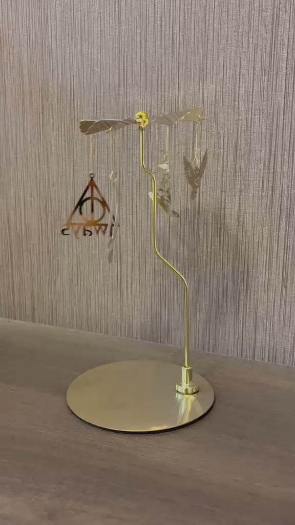 Harry Potter Rotating Metal Candle Holder Carousel – Gold Wizarding Room Decor & Table Centerpiece