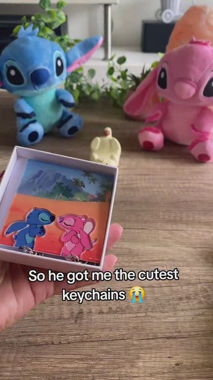 Stitch and angel keychain holder