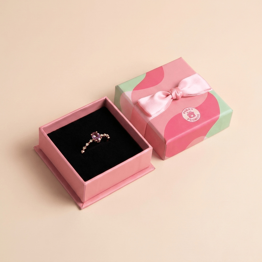 Purple Oval Ring – 925 Sterling Silver, Gold Plated | Pinky Promise