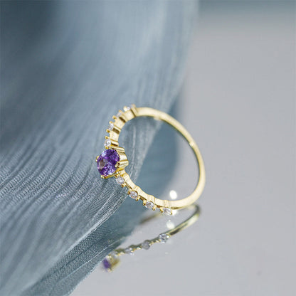 Purple Oval Ring – 925 Sterling Silver, Gold Plated - Photo 6 | Pinky Promise