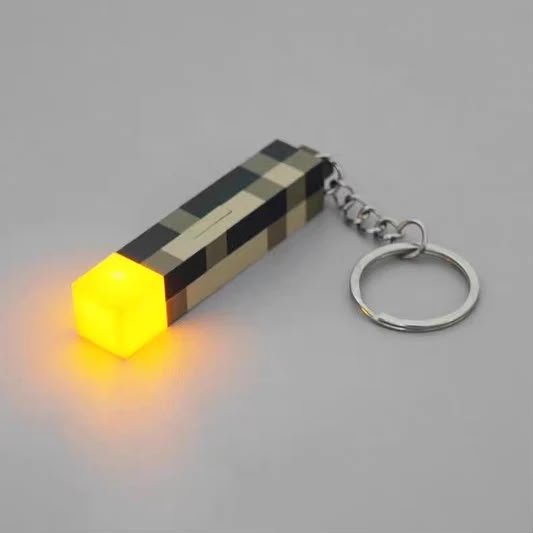 Rechargeable Minecraft Pixelated Torch Light Keychain - Pinky Promise