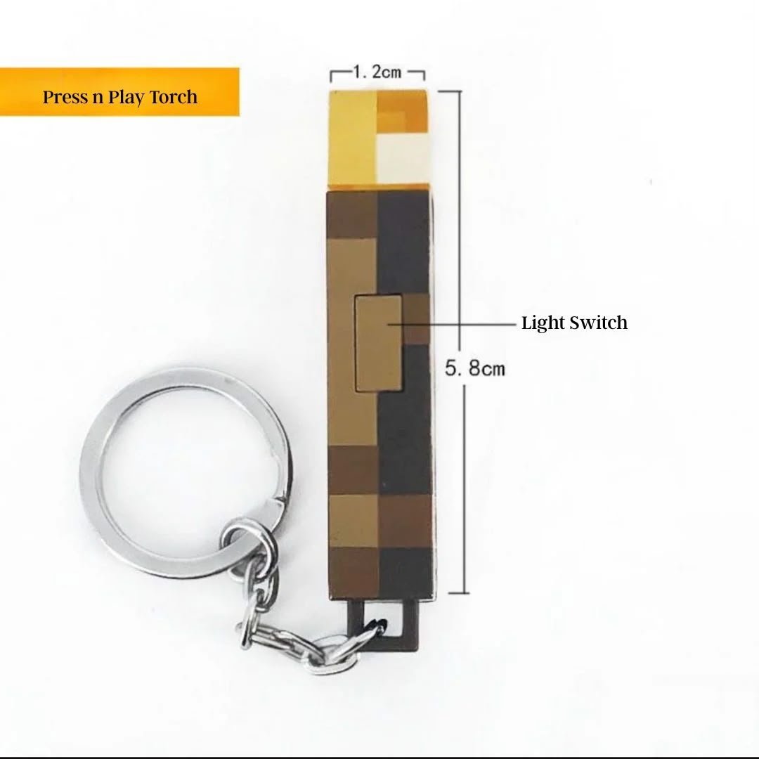 Rechargeable Minecraft Pixelated Torch Light Keychain - Pinky Promise