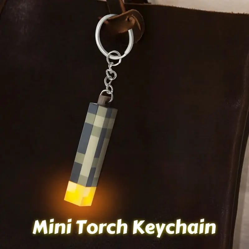 Rechargeable Minecraft Pixelated Torch Light Keychain - Pinky Promise