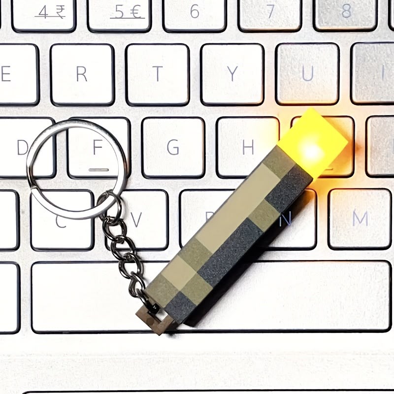 Rechargeable Minecraft Pixelated Torch Light Keychain - Pinky Promise