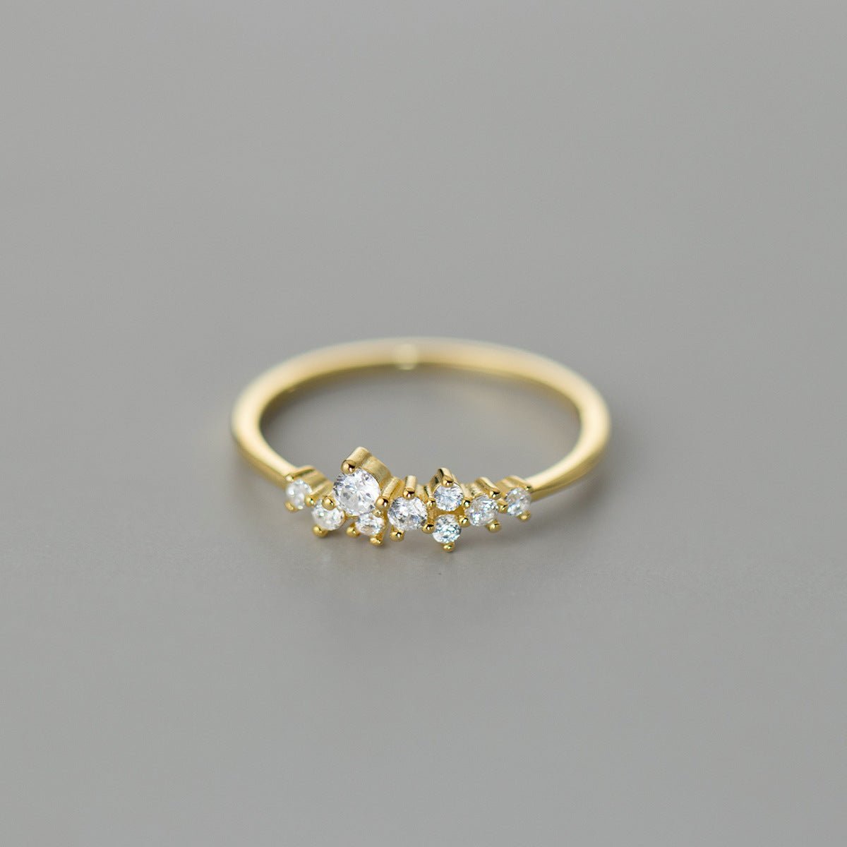 Scattered Crystal Cluster Ring – 925 Sterling Silver, Gold Plated - Photo 6 | Pinky Promise