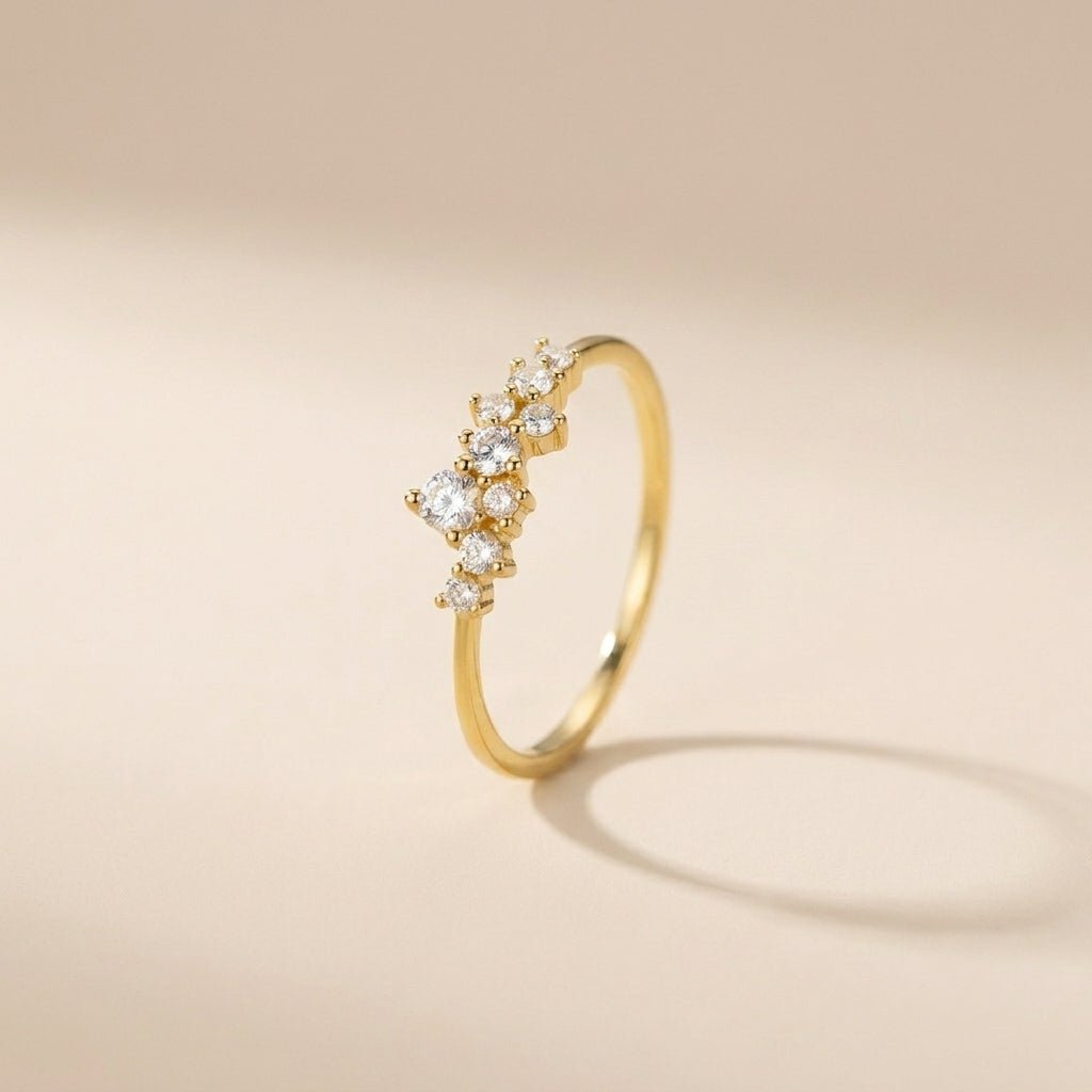 Buy Scattered Crystal Cluster Ring – 925 Sterling Silver, Gold Plated at Pinky Promise