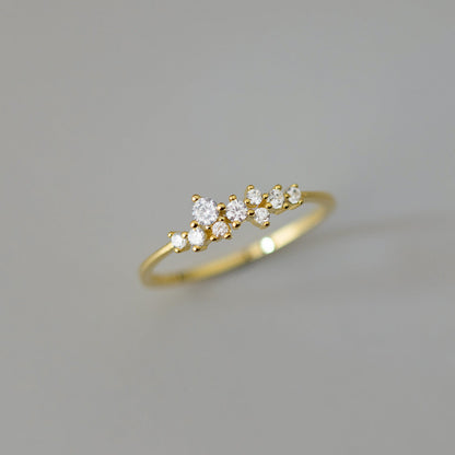 Scattered Crystal Cluster Ring – 925 Sterling Silver, Gold Plated - Photo 7 | Pinky Promise