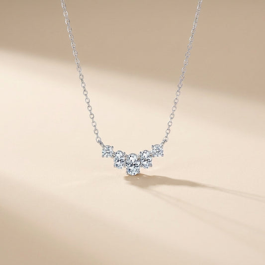 Buy Sparkling Curved Cluster Necklace - 925 Sterling Silver at Pinky Promise