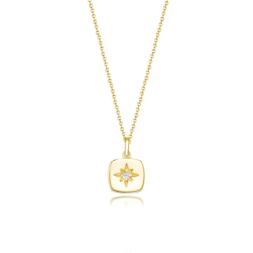 Starburst Compass Pendant Necklace - Gold Plated 925 Sterling Silver - Photo 9 | Pinky Promise
