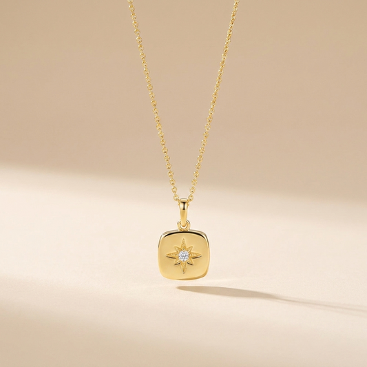 Buy Starburst Compass Pendant Necklace - Gold Plated 925 Sterling Silver at Pinky Promise
