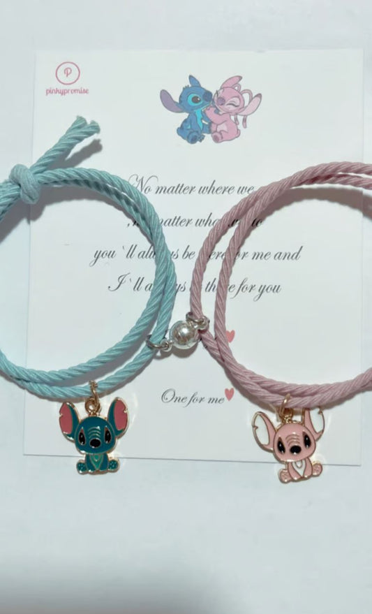 Buy Stitch and angel magnetic matching bracelets at Pinky Promise