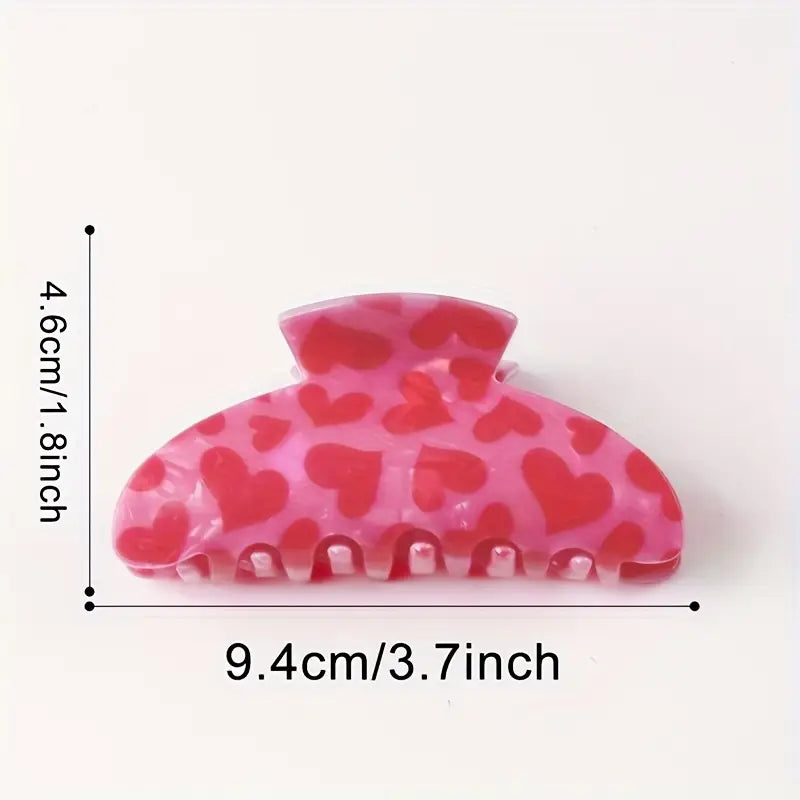 Sweetheart Pink Heart Hair Claw Clip – Romantic Marbled Acrylic Hair Accessory | Pinky Promise