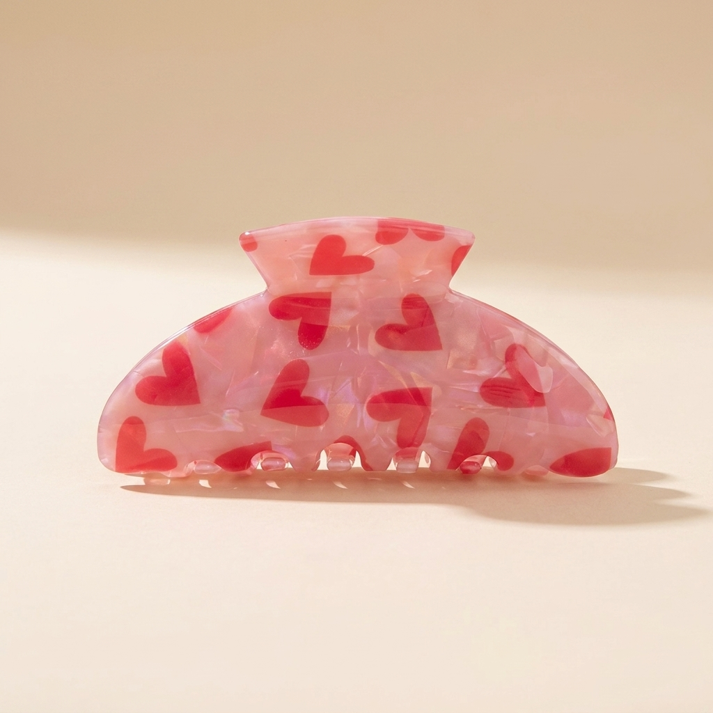 Buy Sweetheart Pink Heart Hair Claw Clip – Romantic Marbled Acrylic Hair Accessory at Pinky Promise
