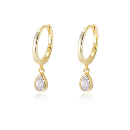 Teardrop Zircon Hoop Earrings - 925 Sterling Silver - Photo 6 | Pinky Promise