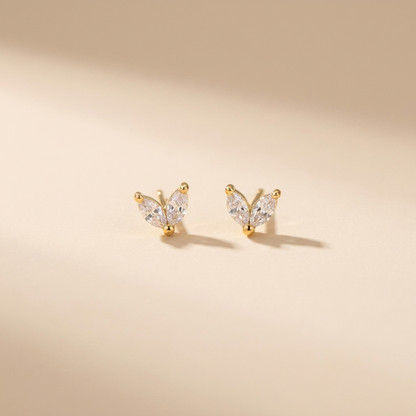 Buy Tiny Leaf Marquise Stud Earrings - Gold Plated 925 Sterling Silver at Pinky Promise