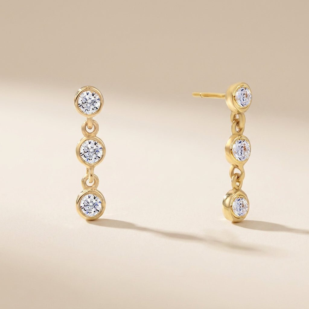 Buy Trio Bezel Drop Earrings - 925 Sterling Silver at Pinky Promise