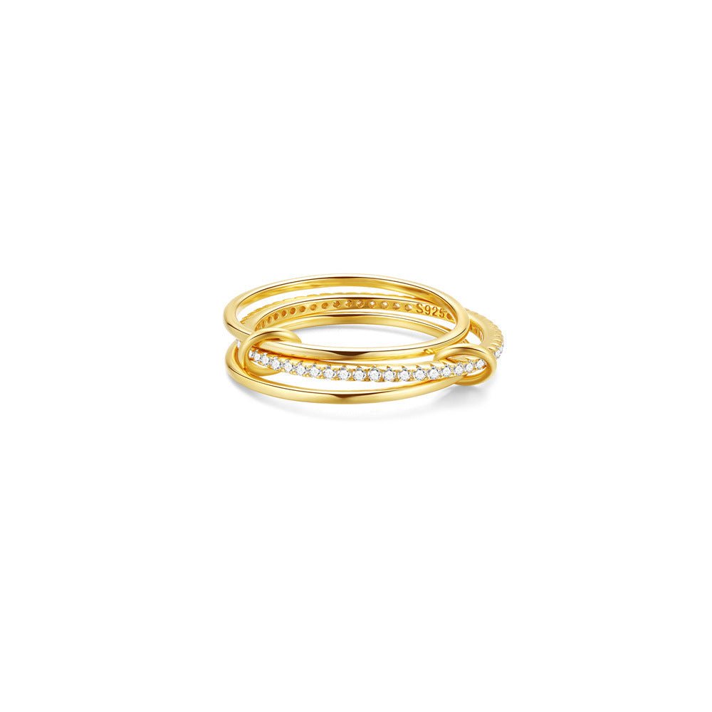 Triple Band Pavé Ring – 925 Sterling Silver, Gold Plated - Photo 5 | Pinky Promise